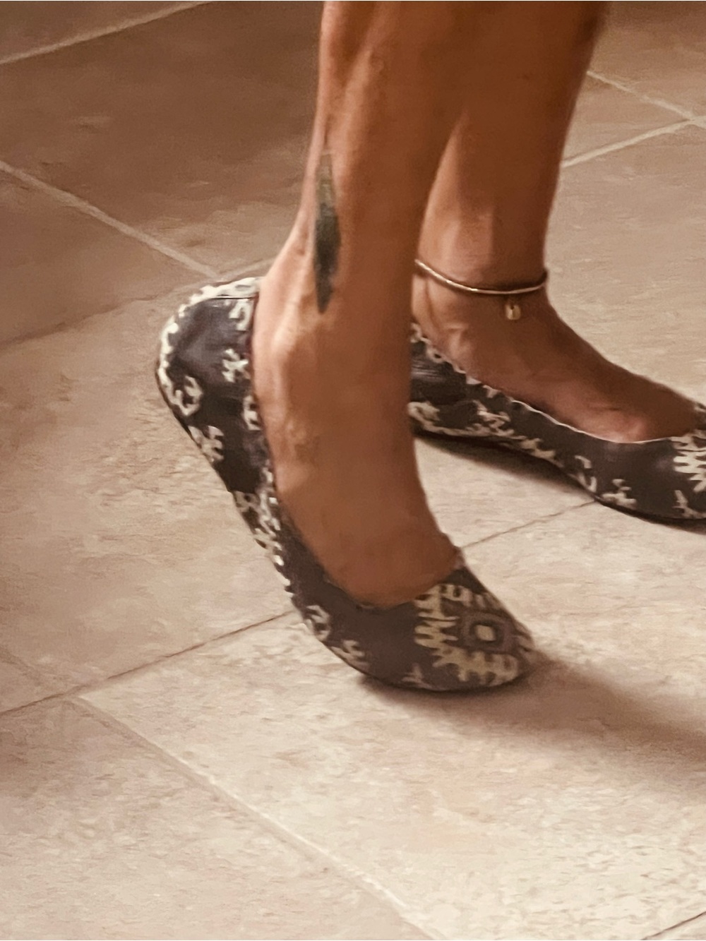 Donald Pliner Patterned Leather Slip-On Ballet Flats w hidden wedge.